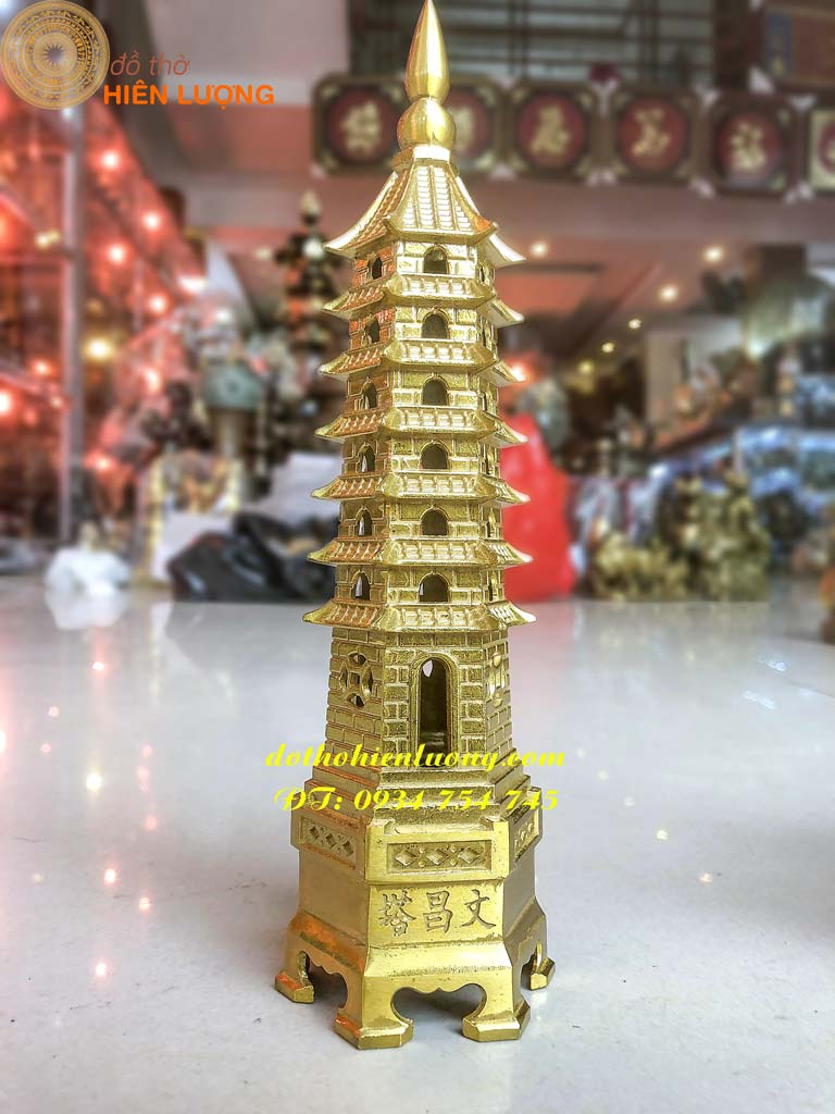 Tháp Văn Xương 7 Tầng Bằng Đồng Cho Bé Trai Cao 15cm, 18cm, 24cm