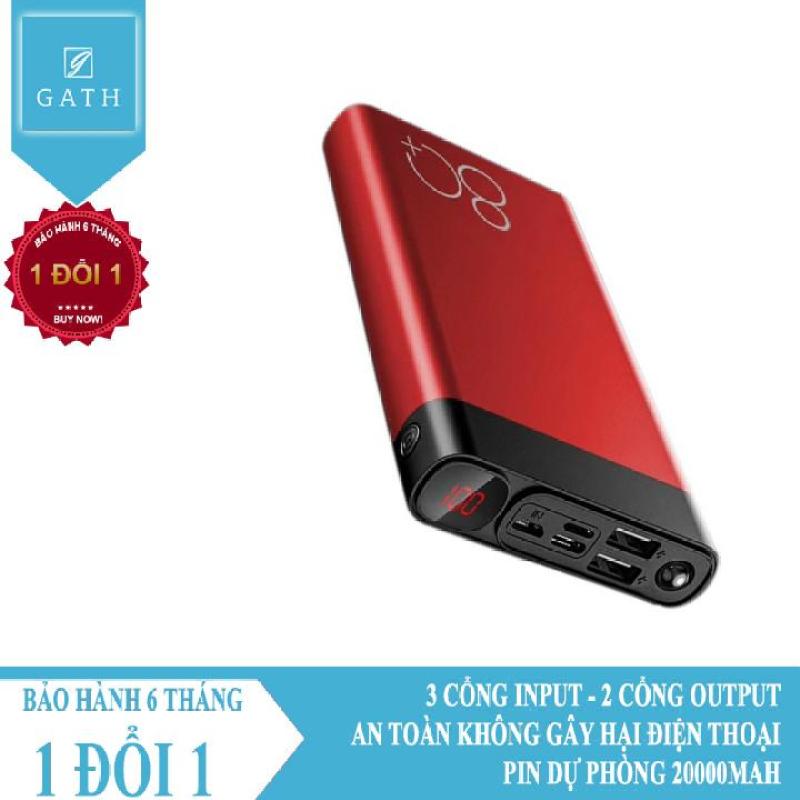 Giá Pin Sạc dự phòng 20000 mAh 2 cổng sạc nhanh siêu mỏng siêu nhẹ đèn pin siêu sáng 3 cổng input iphone, android, type c sac du phong, power bank T83
