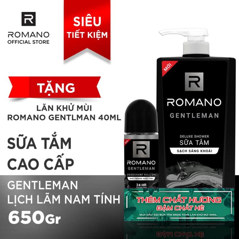 [Tặng Lăn khử mùi Romano Gentleman 40ml] Sữa tắm Romano Gentleman 650g nhập khẩu