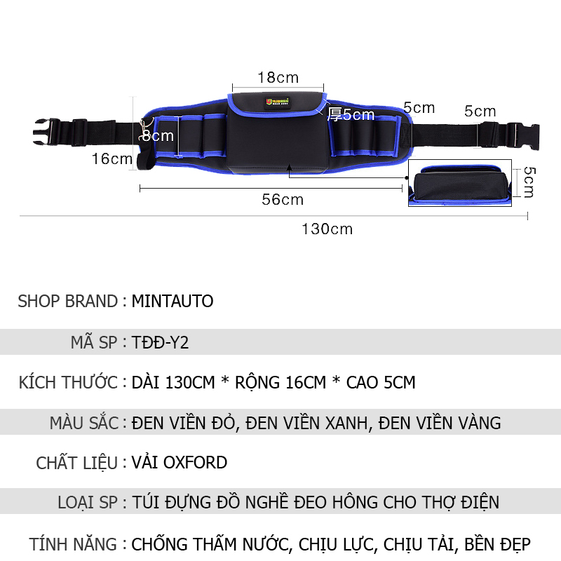 Túi Đeo Hông Đựng Dụng Cụ Đồ Nghề Thợ Điện Chống Thấm Nước Bền Đẹp Chắc Chắn