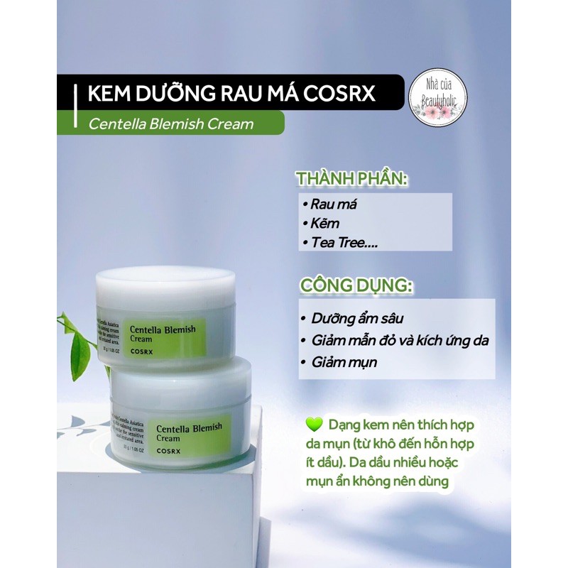[HCM][Nhacuabeautyholic] Kem dưỡng rau má COSRX CENTELLA BLEMISH CREAM