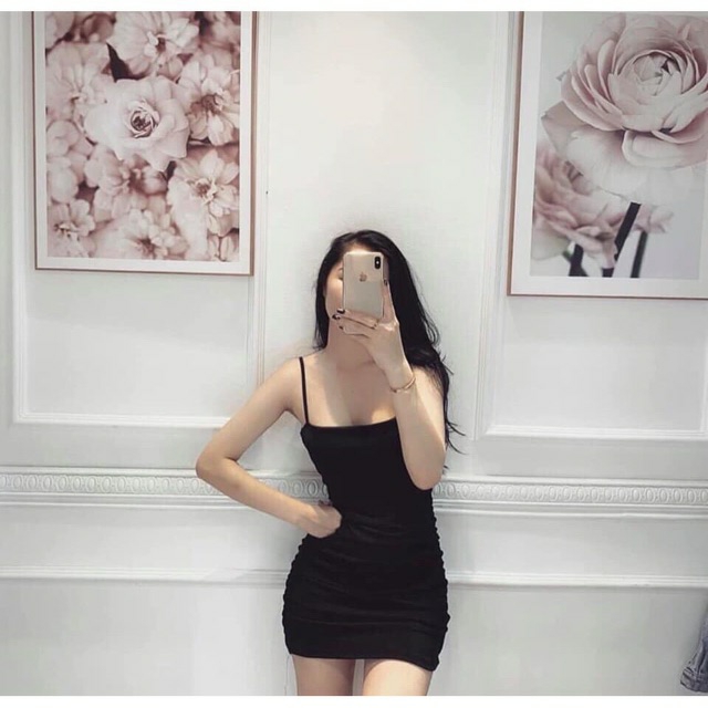 Váy đầm body hai dây dúm eo SIÊU ĐẸP