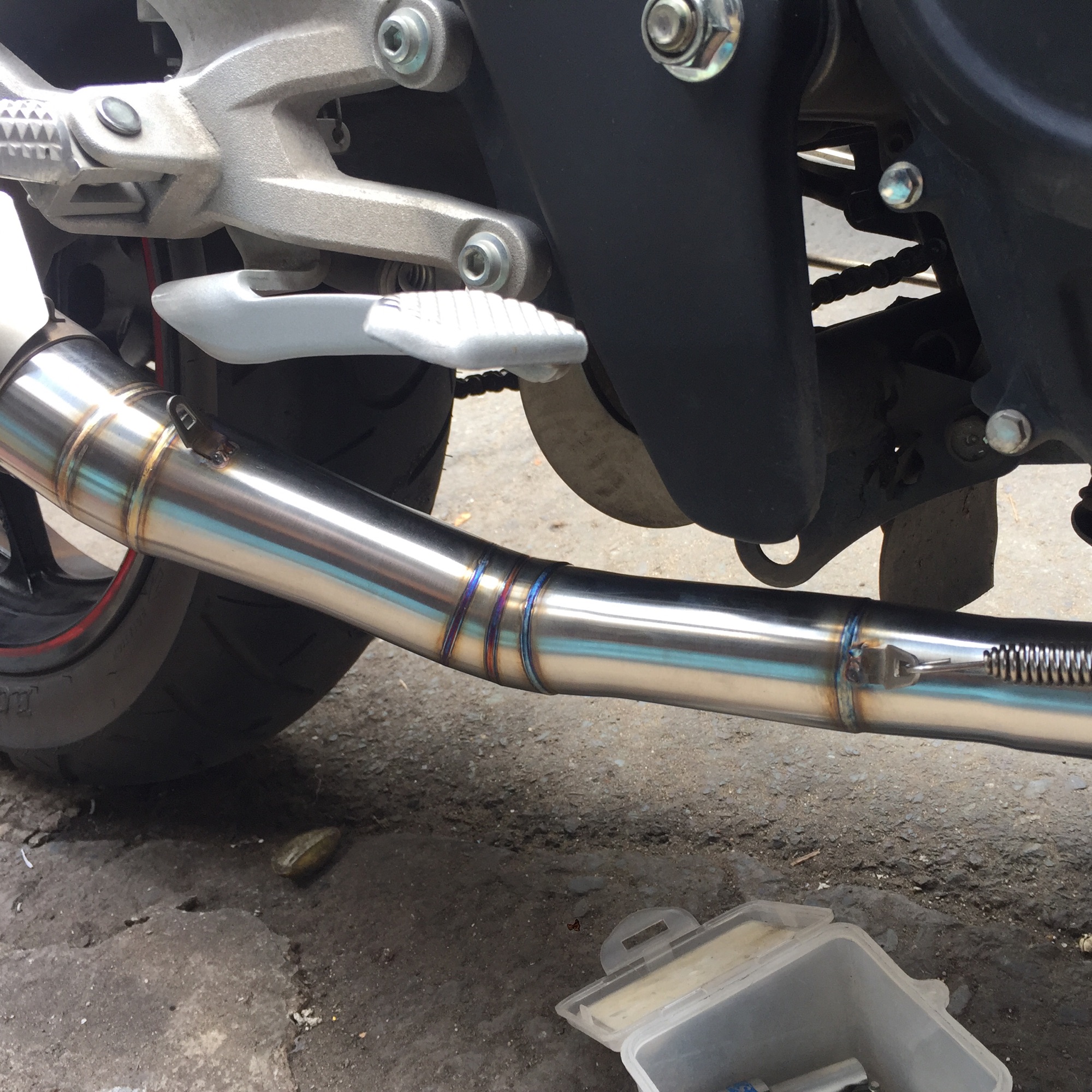 Cổ pô 2 khúc inox 304 r15v3 sử dụng các loại pô họng 51mm