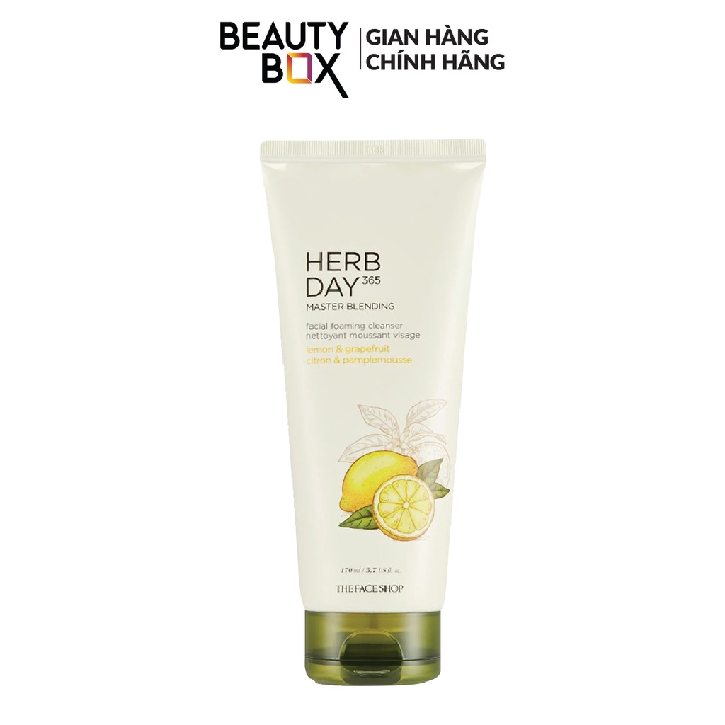 Sữa rửa mặt tạo bọt the face shop herb day 365 master blending facial foaming cleanser lemon & grapefruit 170ml