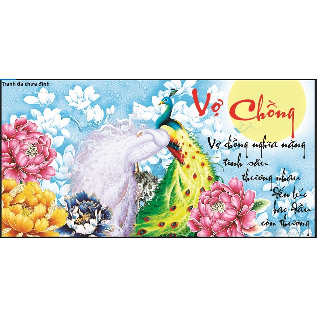 Tranh đính đá vợ chồng 88595 kt 92x50cm chưa đính