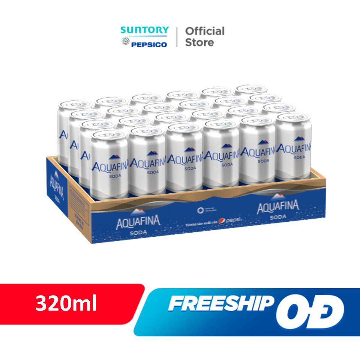 [SALE 15.7] Thùng 24 Lon Nước Uống Có Gaz Aquafina Soda (320ml/lon)