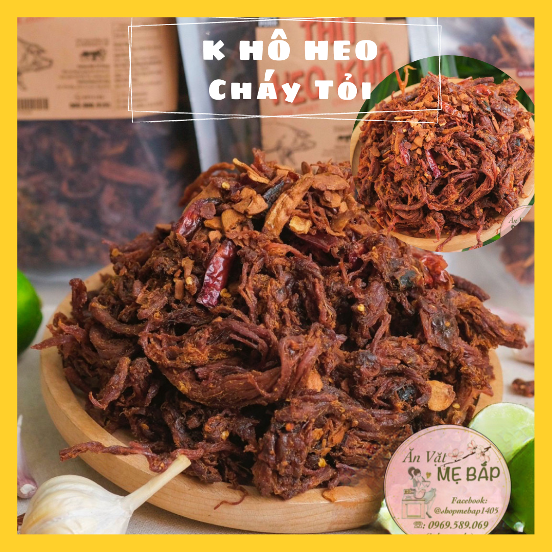 Khô Heo Cháy Tỏi Loại 1 200g - giòn ngon đậm vị - Shop Mẹ Bắp [Date 6 tháng]