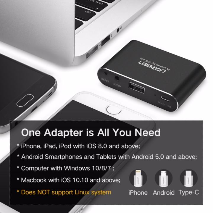 Bộ chuyển đổi đa năng Lightning, Micro USB, Type-C sang HDMI và VGA cho iphone, ipad, Android, máy tính bảng UGREEN US228 - Hãng phân phối chính thức