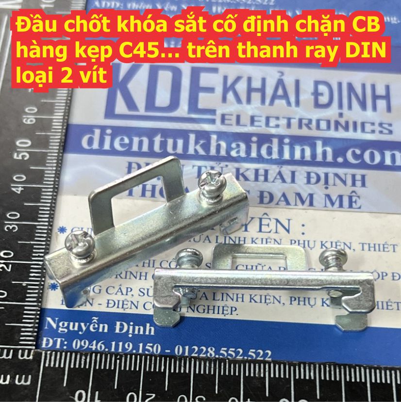 10 cái đầu chốt khóa sắt cố định chặn cb hàng kẹp c45… trên thanh ray din loại 2 vít 1 vít kde7751