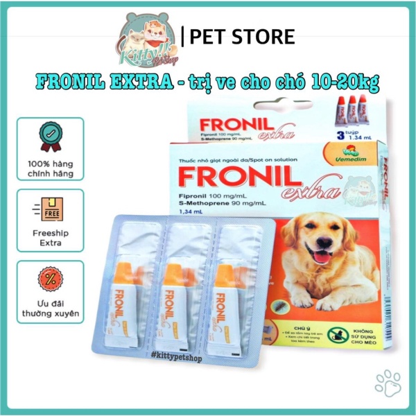 Fronil Extra nhỏ gáy trị ve, rận, bò chét dành cho chó từ 10-20kg - Vemedim - Kitty Pet Shop BMT - Hộp 3 tuýp