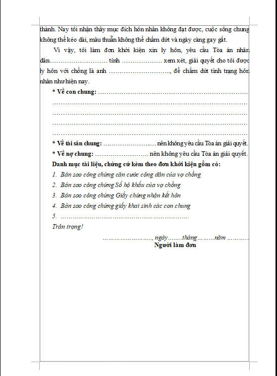 Combo 03 giấy mẫu đơn ly hôn phương 2024