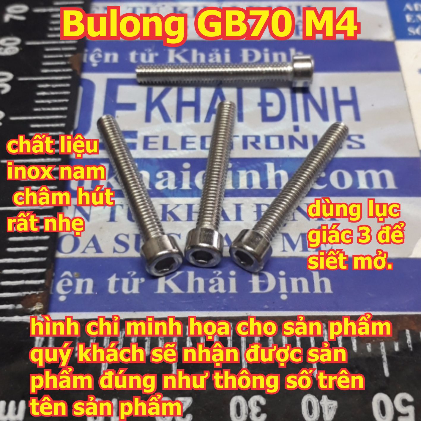 bulong, vít pake GB70 M4 inoc inox tán trụ tròn đầu lục giác chìm, M4 các chiều dài 8mm~50mm kde5536