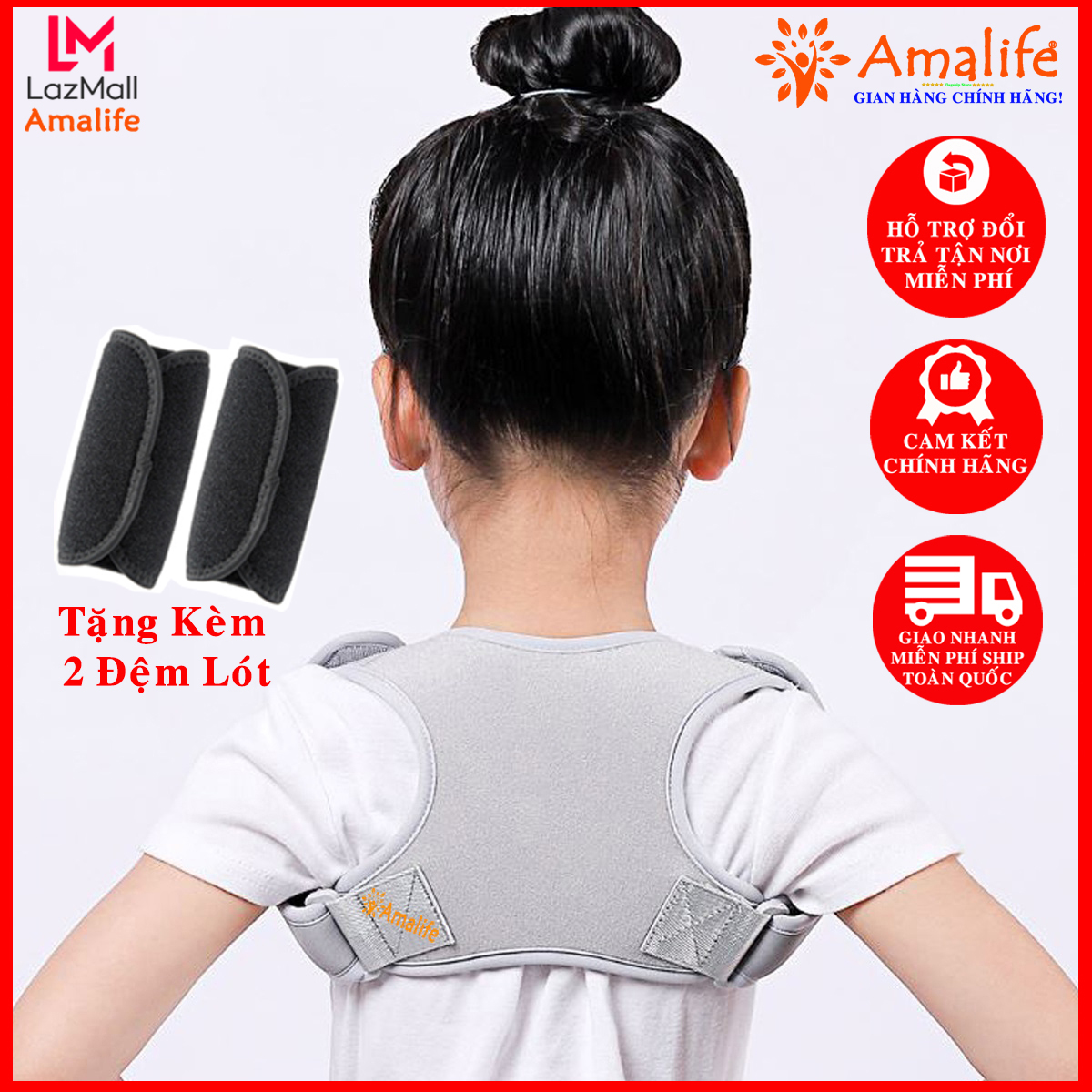 Đai Chống Gù Lưng Cho Trẻ Em Cao Cấp Chính Hãng Amalife – Đai Lưng Chống Gù Trẻ Em Tặng Kèm 2 Đệm Lót Vai Cao Cấp