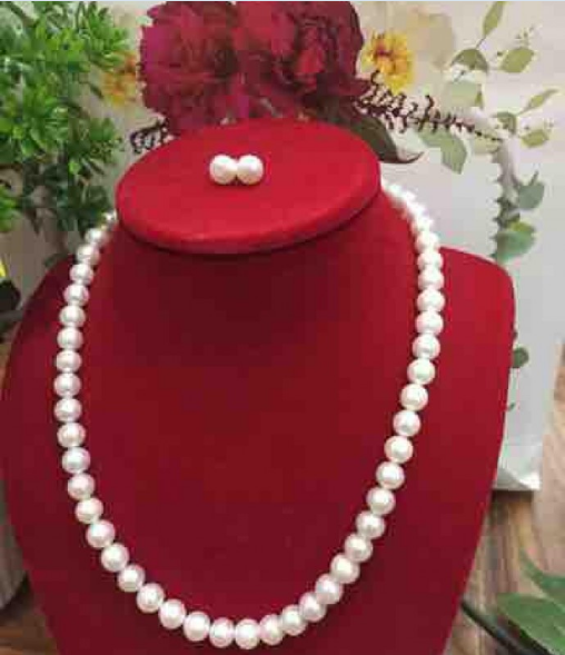 [HCM]Chuỗi vòng cổ ngọc trai nuôi nước ngọt  9 ly ( tặng kèm đôi bông tai đi bộ đẹp chuẩn ) hình thật 100%