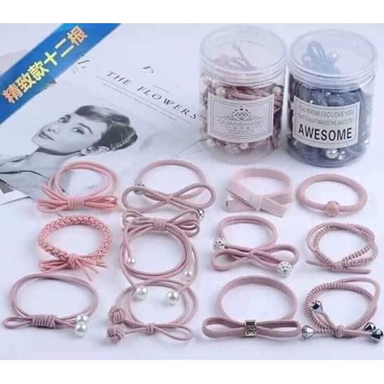 HỘP CHUN BUỘC TÓC 12 MẪU