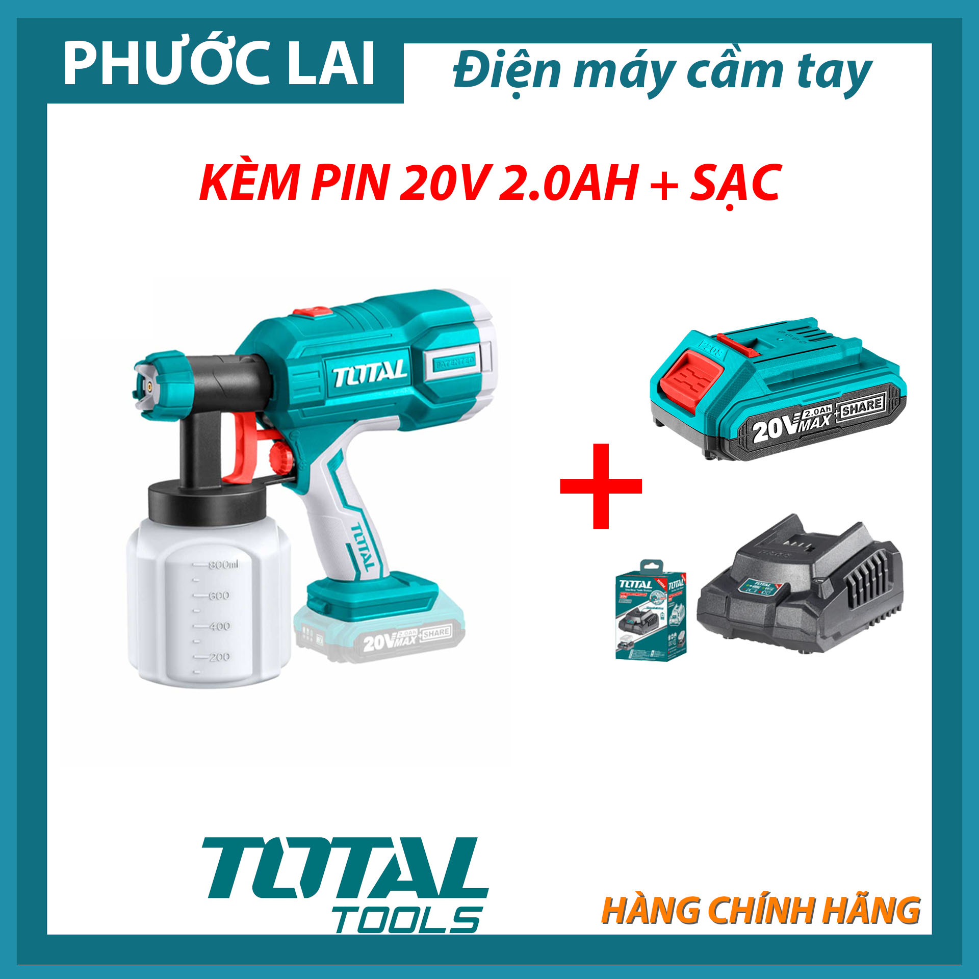 Súng Phun sơn dùng pin Lithium Total TSGLI2001