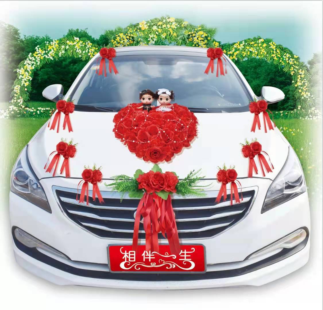 # xe cưới trang trí xe hoa đầu xe hoa chính gói bóng hoa chuẩn bị kiểu cốc hút cá tính đám cưới đám cưới đám cưới lễ cưới xe chào mừng
