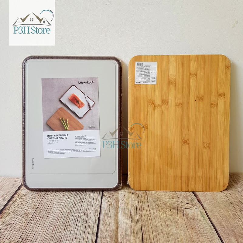 Thớt 2 mặt gỗ và nhựa kháng khuẩn Lock&Lock nhiều size chọn lựa