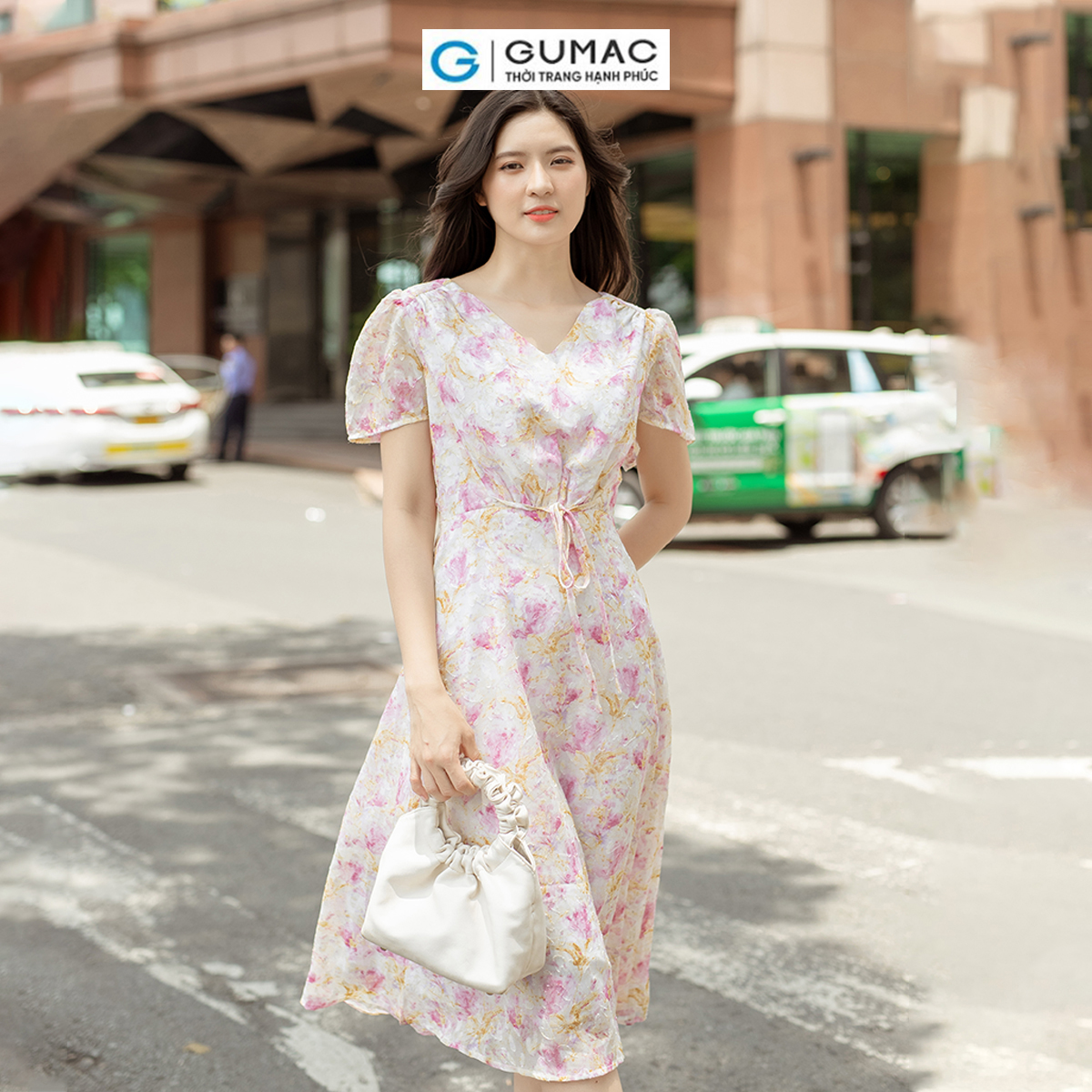 [BST MỚI RA MẮT THÁNG 6] Đầm hoa thắt nơ eo thời trang GUMAC DD06015