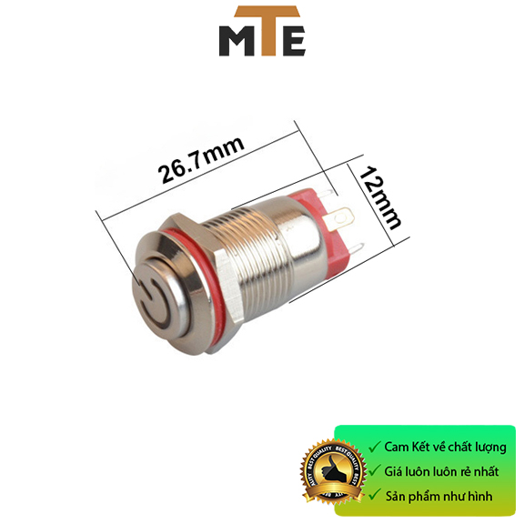 Nút nhấn giữ ON/OFF chống nước 12mm có LED