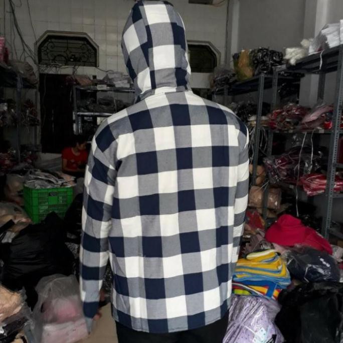 Áo chống nắng KẺ CARO NAM 2 LỚP trẻ trung, rộng rãi, thấm hút tốt, Áo khoác mũ, kèm khẩu trang, khóa kéo tiện dụng