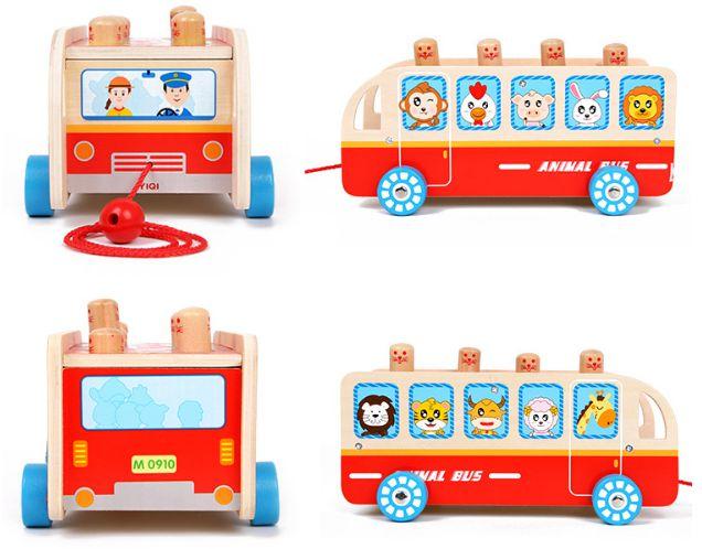 Đồ chơi gỗ đập chuột 2 búa hình xe bus
