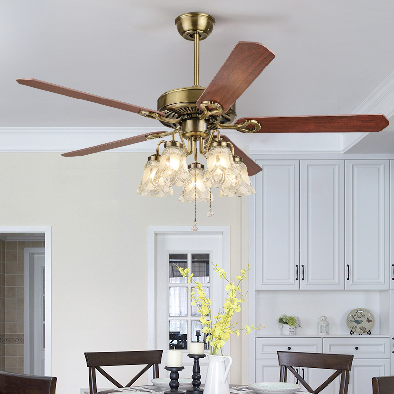 Đèn Quạt trần trang trí tân cổ Châu Âu [5 cánh 52 inch, 5 bóng đèn]
