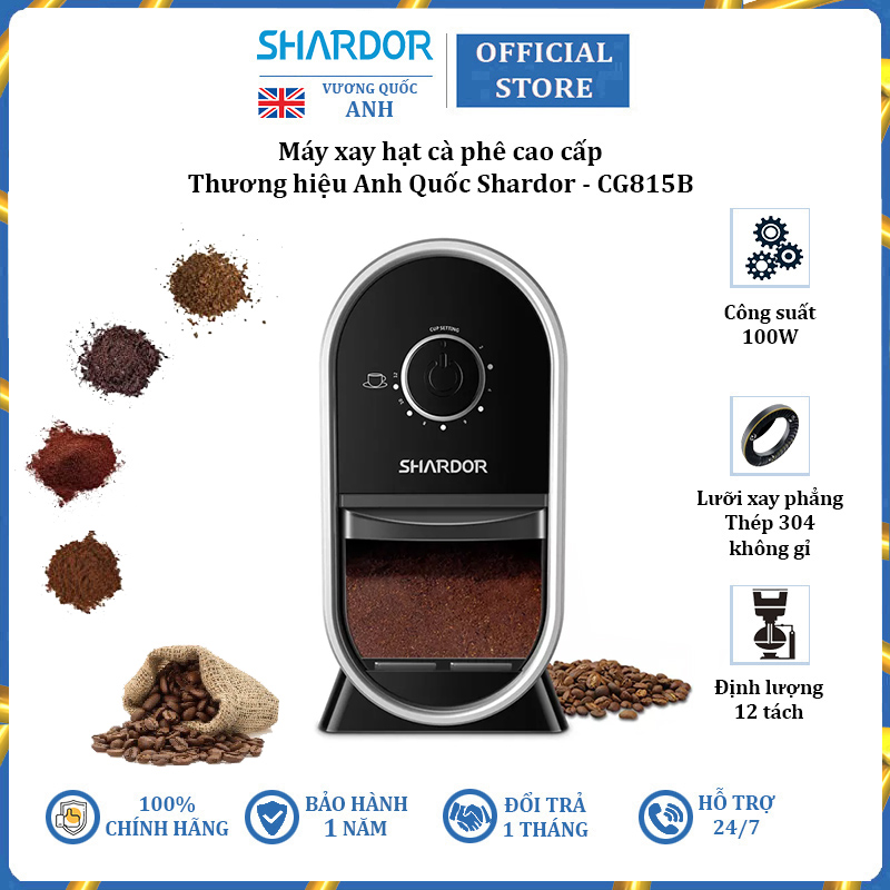 Grinder coffee beans premium brand shardor CG815B, Power 100W-imports