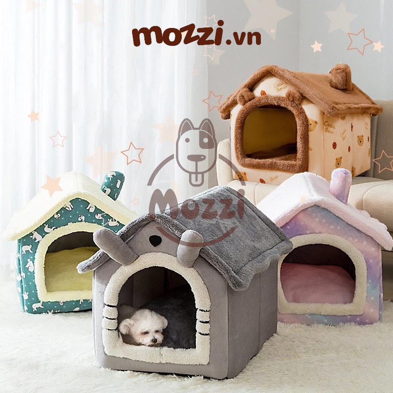 Nhà nệm cho chó mèo có viền bông mềm tháo rời