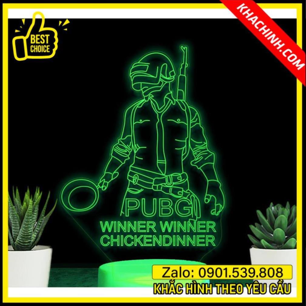 Đèn led 3d 7 màu hình pubg, quà tặng - trang trí - đèn ngủ, khắc hình theo yêu cầu - nhận làm đèn theo yêu cầu