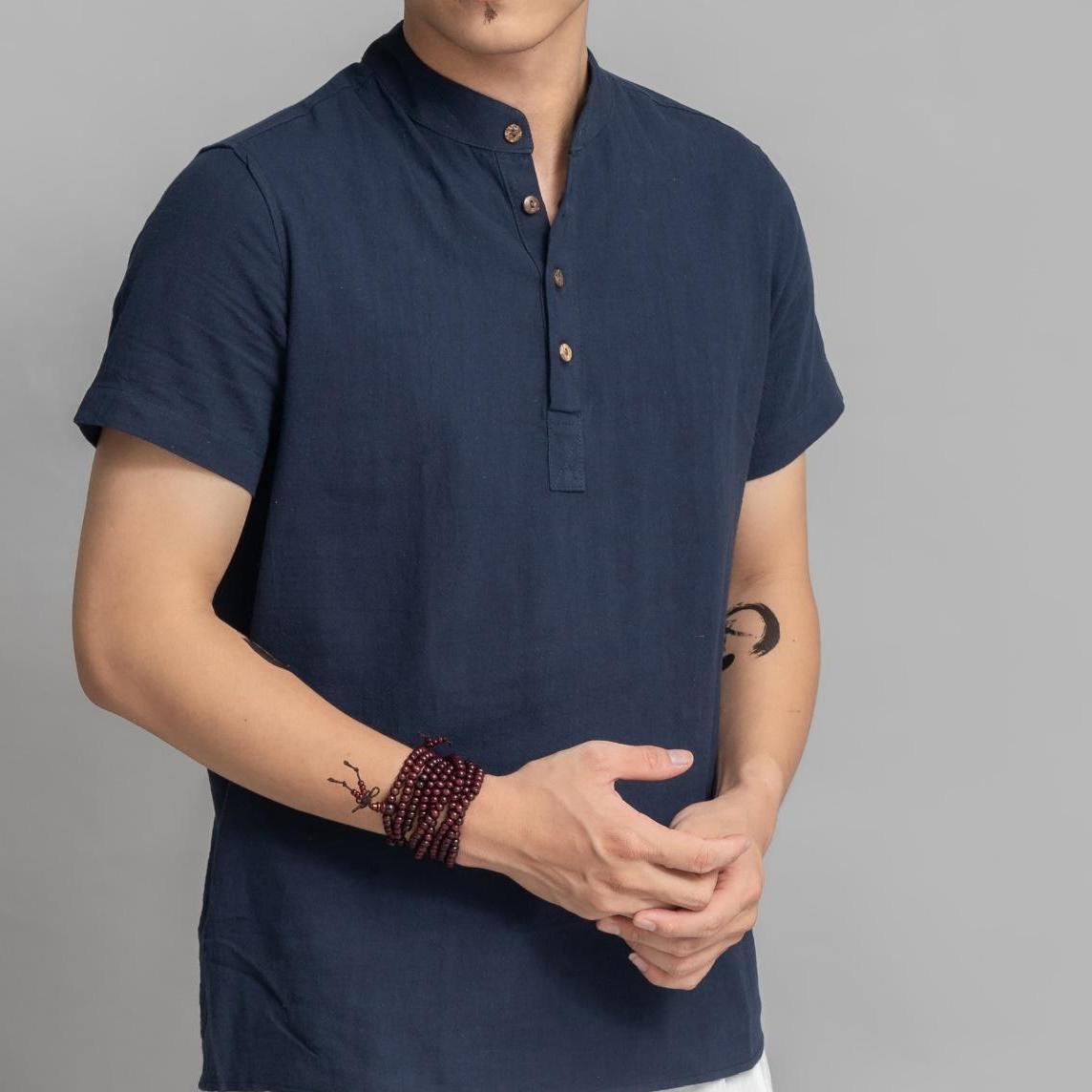 Áo Đũi Nam Cộc Tay Cổ Trụ