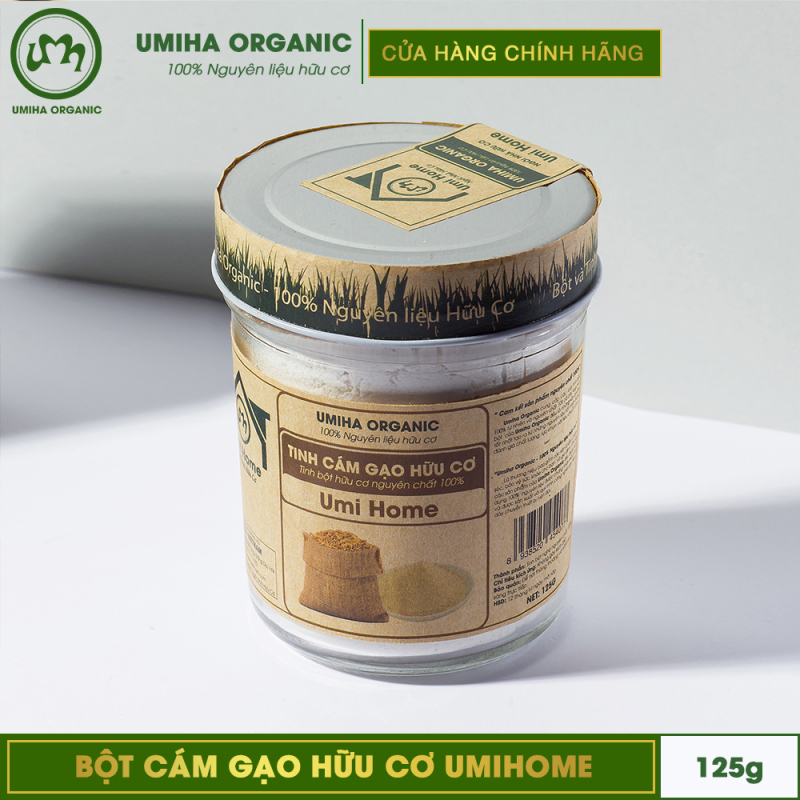 BỘT CÁM GẠO HỮU CƠ UMIHOME 125G nguyên chất làm đẹp thiên nhiên giúp tẩy da chết hiệu quả, dùng đắp mặt trắng da tự nhiên và ngăn ngừa thâm mụn