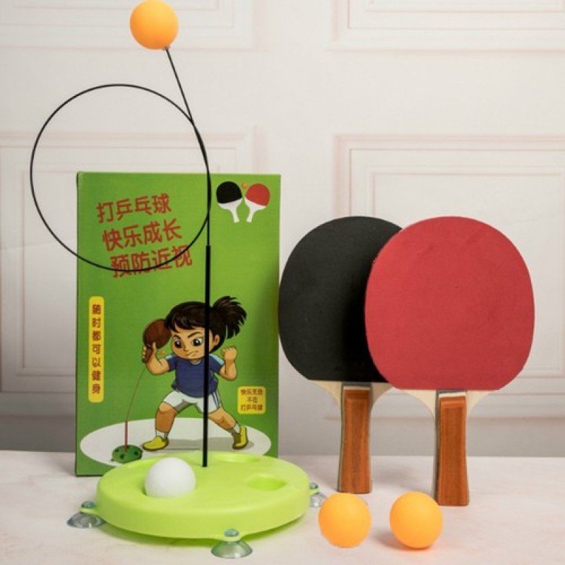 Bóng bàn luyện phản xạ - Bộ đồ chơi bóng phản xạ - Dụng cụ tập đánh bóng bàn cho mọi lứa tuổi (2 vợt gỗ +bóng+ dây+ đế) BR01