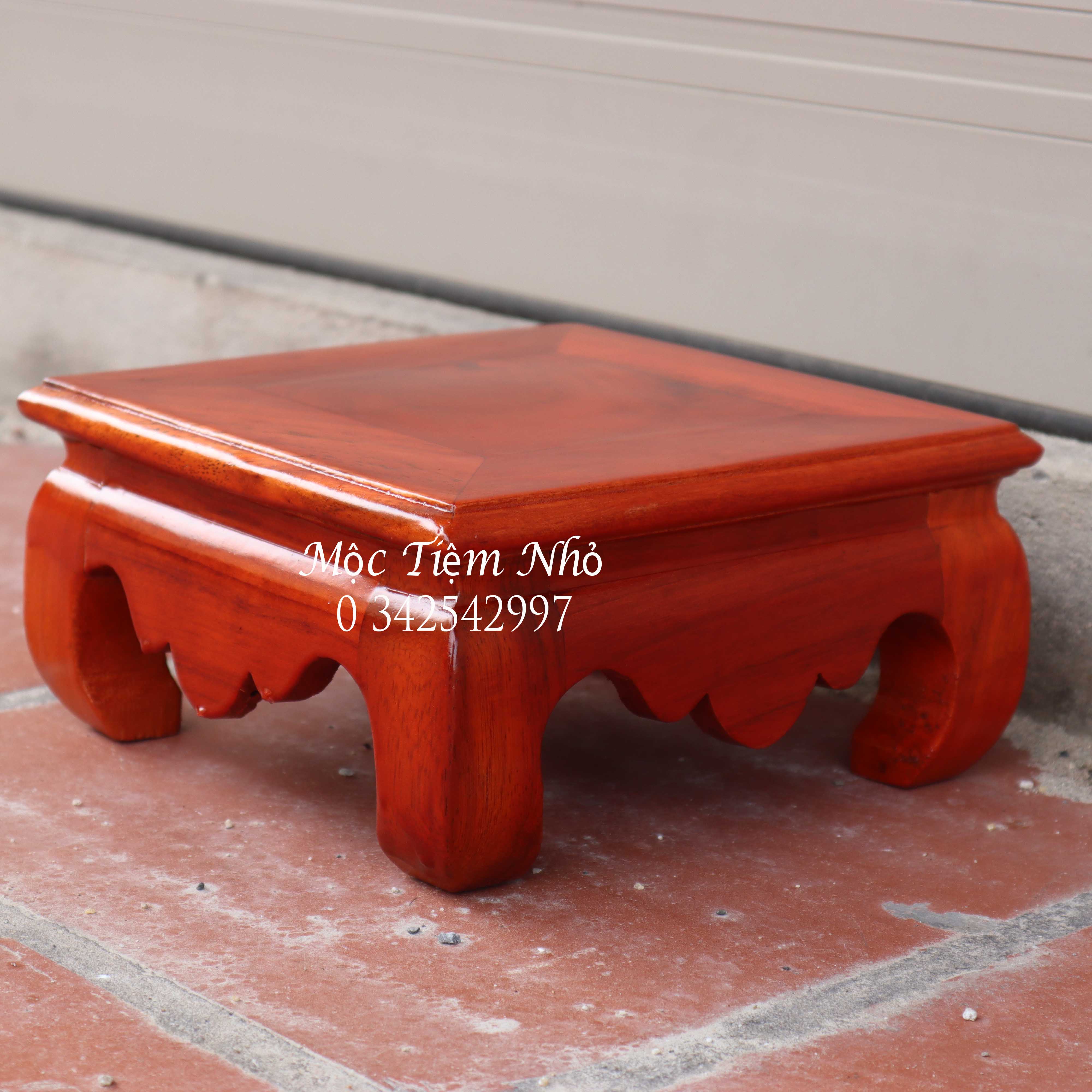 Đế chân quỳ gỗ hương kỷ vuông gỗ-Đôn gỗ hương cao 8cm