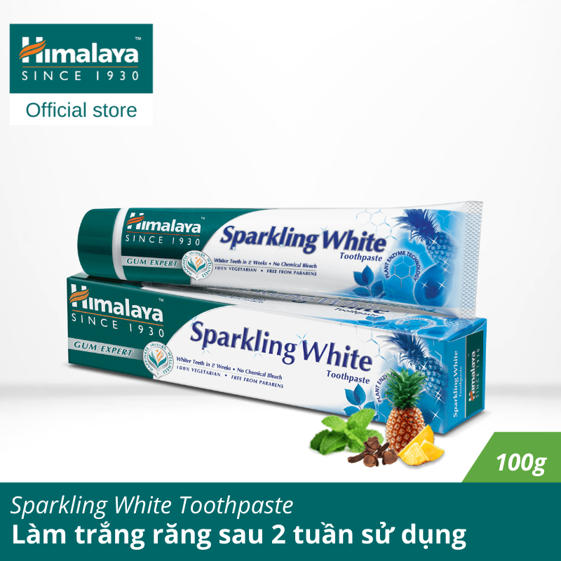 Ba tuýp kem đánh răng trắng sáng - Himalaya Sparkling White Toothpaste 100g