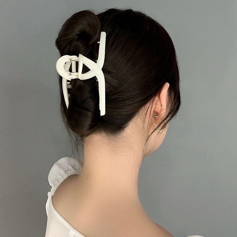 Kẹp tóc càng cua ZEVER chất liệu nhựa acrylic màu trắng sữa phong cách Hàn Quốc thời trang-INTL