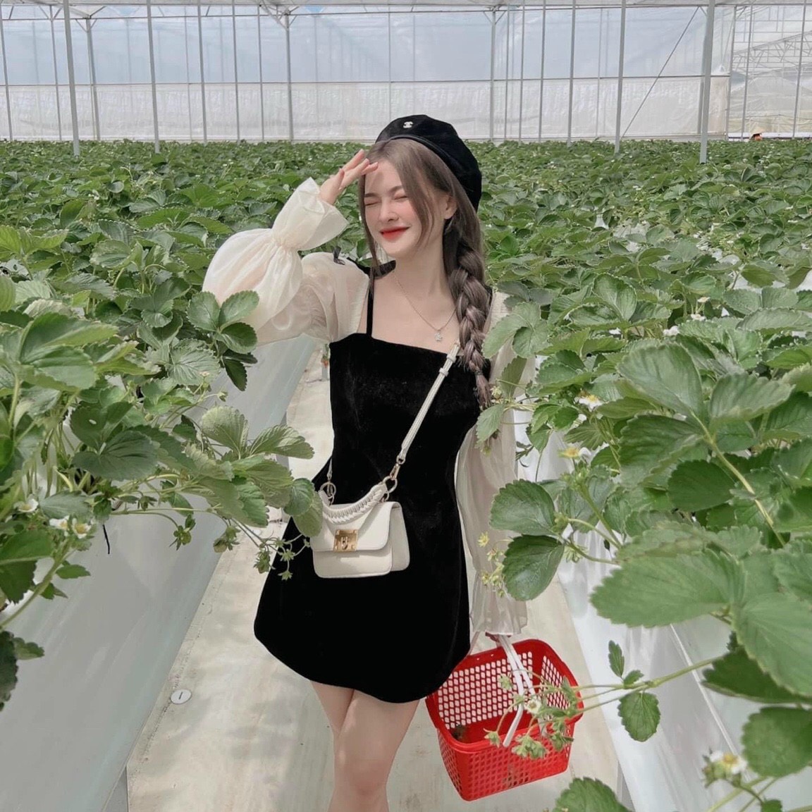 váy đầm nữ nhung đính nơ cực kỳ đẹp