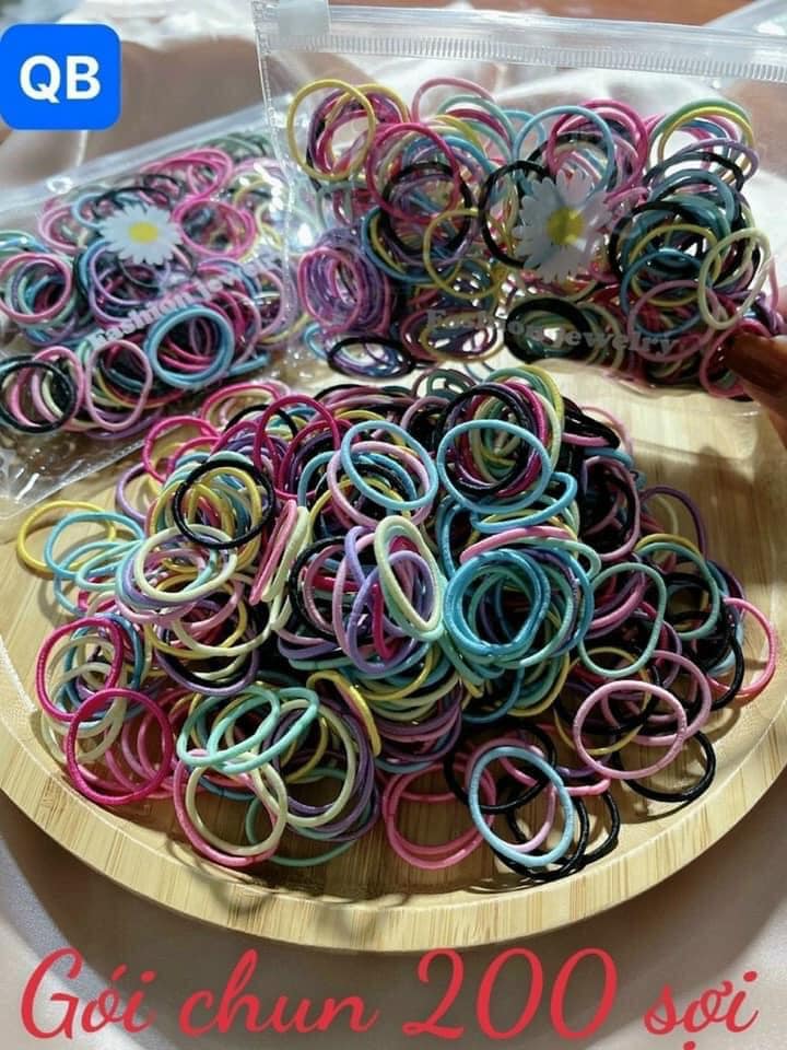 Gói 200 dây chun buộc tóc túi zip