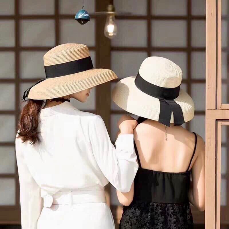 Mũ Cói Lồng Đèn Vintage - Nón cói đi biển nữ - Mũ cói rộng vành du lịch biển