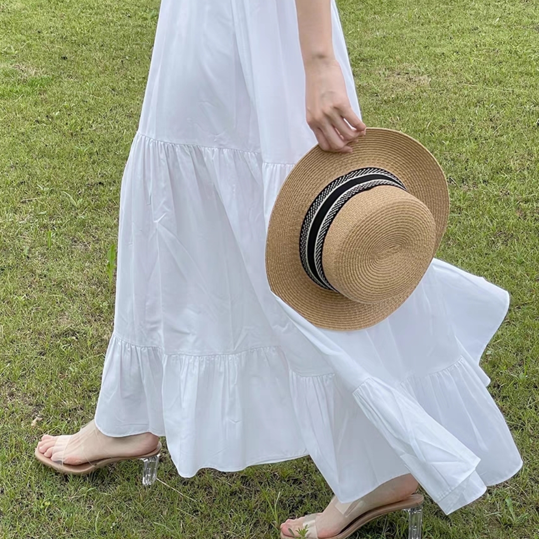 Mũ Cói Đai Chữ DR Đen Phong Cách