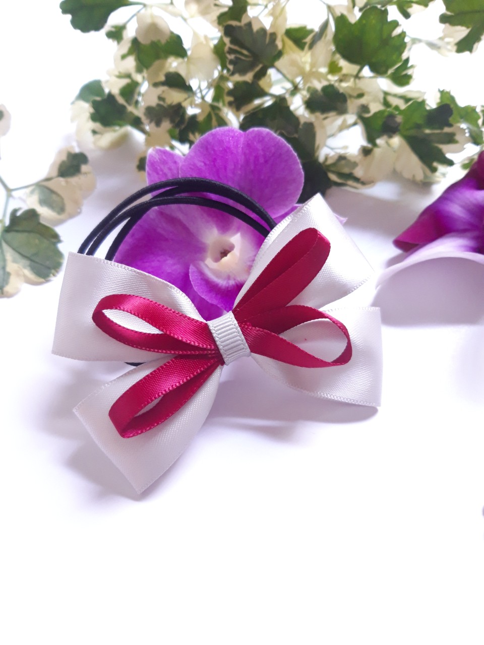 Cột tóc nơ đơn giản phong cách Hàn Quốc, người lớn hay trẻ em điều dùng được ( hình thật).