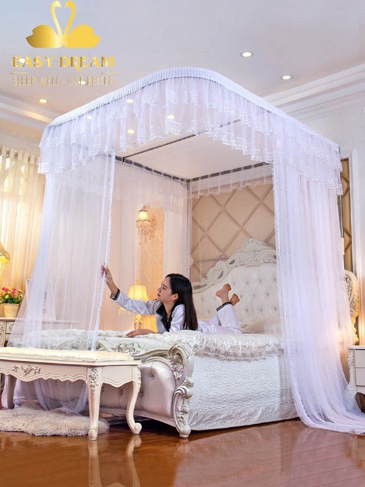 [HCM]Mùng [ màn ] khung cao cấp  không khoan tường  EASY DREAM có dây kéo ròng rọc- dây rút   khung inox không gỉ  vải tuyn lưới mắt nhỏ  chống muỗi côn trùng