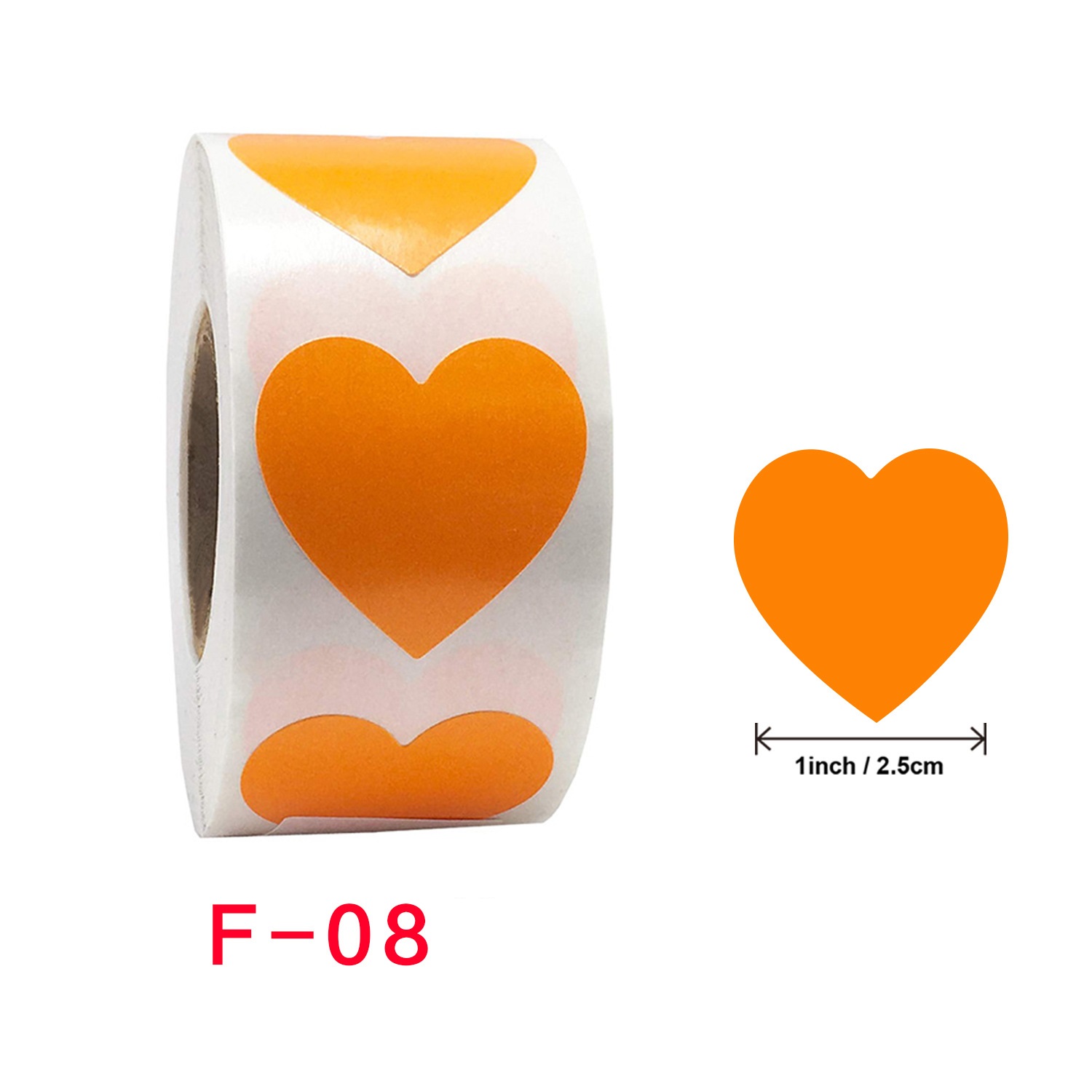 Cuộn 500 tem Sticker Trái tim in màu tự dính 2.5cm