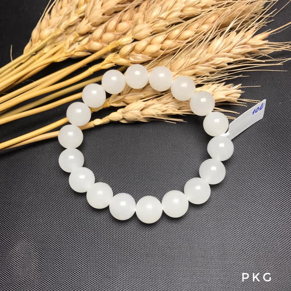 Vòng tay đá Bạch ngọc thiên nhiên hạt 8-10li
