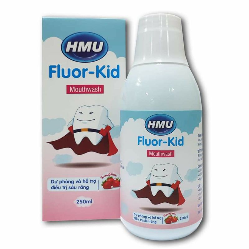 Combo 10 Chai Nước Súc Miệng HMU Fluor Kid Dành Cho Trẻ Em ( Sản phẩm của Đại học Y Hà Nội)