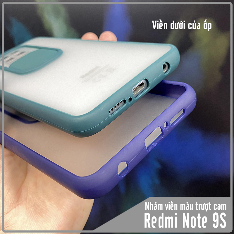Ốp lưng cho Xiaomi Redmi Note 9S - Note 9 Pro nhám viền màu trượt camera