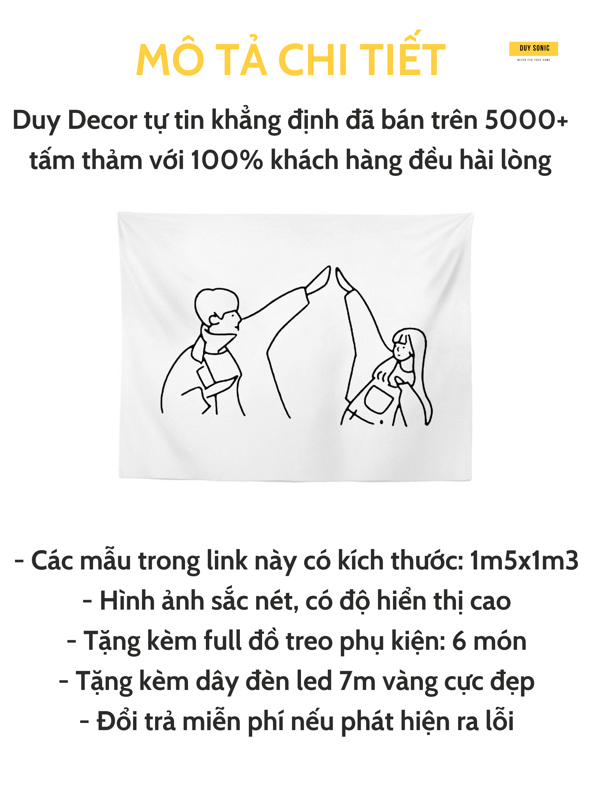 [FREE SHIP] [TẶNG KÈM DÂY ĐÈN LED 7m] Tấm Thảm Treo Tường (Trắng Đen Basic) Trang Trí Decor Nội Thất