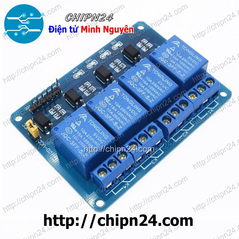 [1 cái] (A51) Module 4 Relay với Opto cách ly (kích thấp) (5VDC)