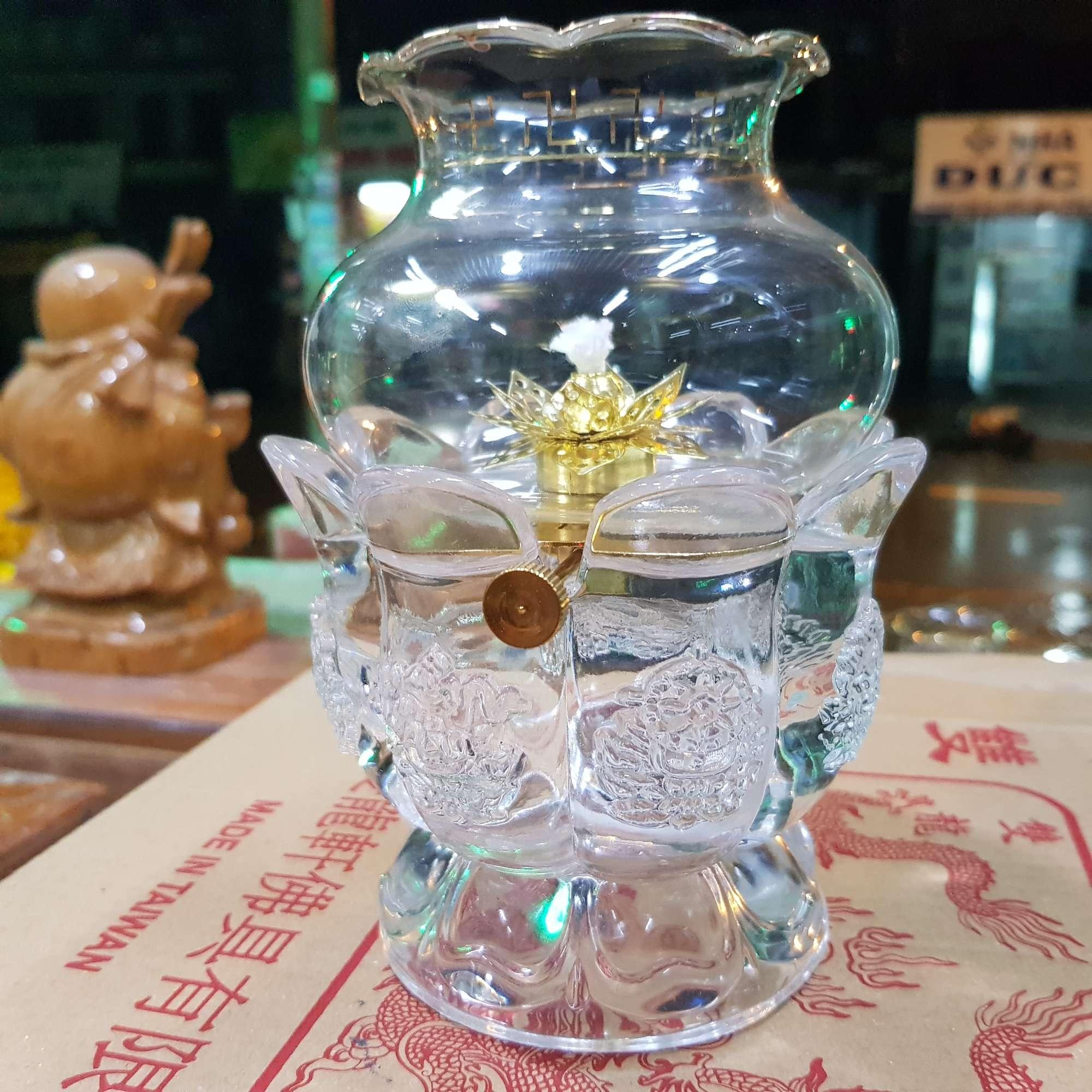 [HCM]đèn thờ đốt dầu lưu ly cát tường cao 17 cm