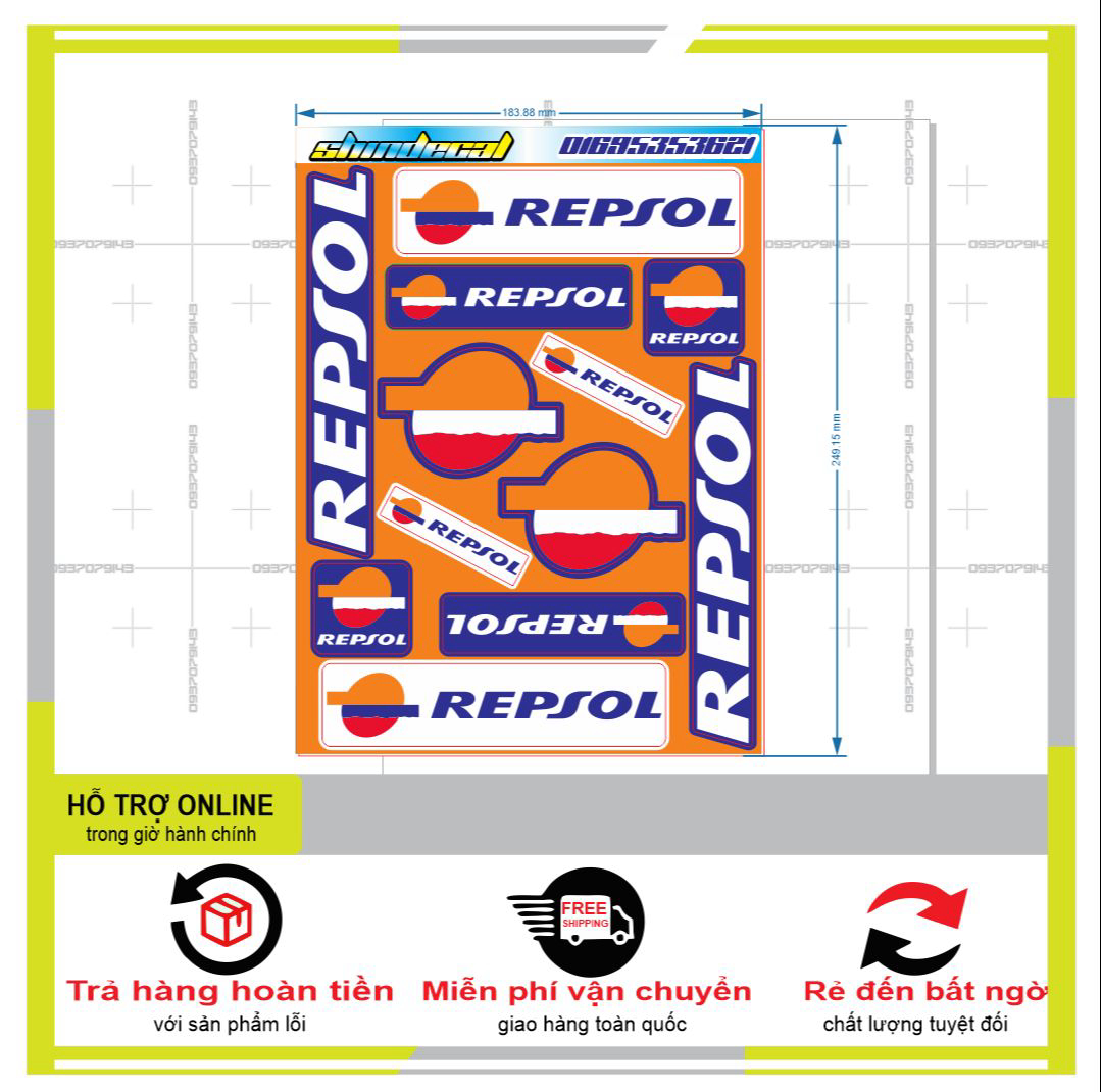 LOGO STICKER REPSOL 09  { PHỤNG DECAL }